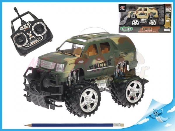 R/C vojenské terénní auto 25cm 1:18 27MHz na baterie plná funkce 2barvy