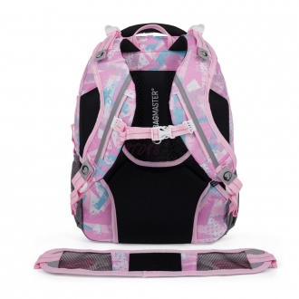 Školní batoh BagMaster PORTO 24 B – ružovo-modrý