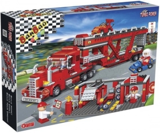 BanBao stavebnice Turbo Power servisní nákladní tahač 660 ks + 4 figurky ToBees