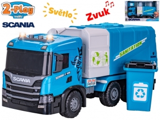 PLAY TRAFFIC auto popeláři Scania 54cm na setrvačník na baterie se světlem a zvukem