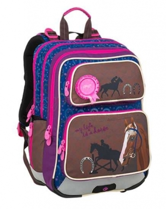 Bagmaster Školní batoh pro prvňáčky GALAXY 9 B BLUE/BROWN/PINK