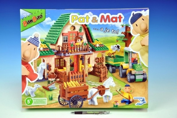 Stavebnice BanBao Eco Farm Pat a Mat velká farma 541 ks + 4 figurky plast v krabici 45x35x7cm